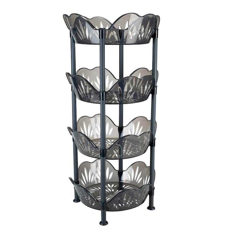 Kitchen Details 4 Tier Large Basket Shelf - 15.35" x 15.35" x 32.28" - Grey