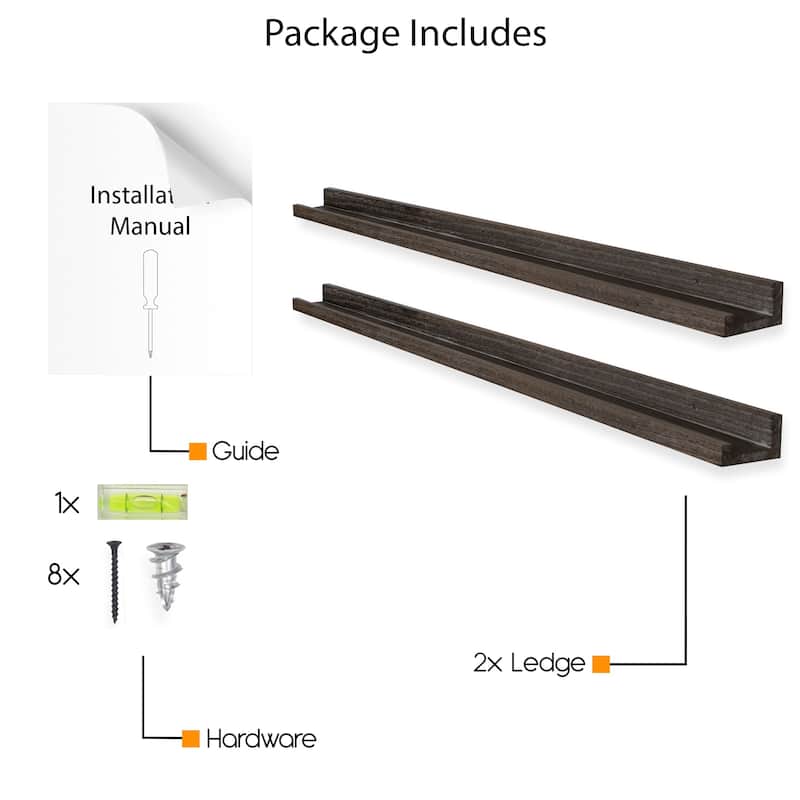 Rustic State Set of 2 Wall Mounted Shelves Photo Ledge