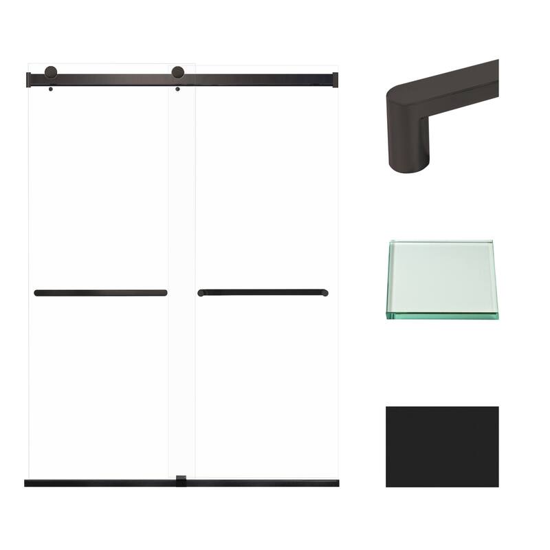 Brianna 60 in. W x 80 in. H By-Pass Frameless Shower Door with Clear Glass - 56-60-in W x 80-in H - Matte Black