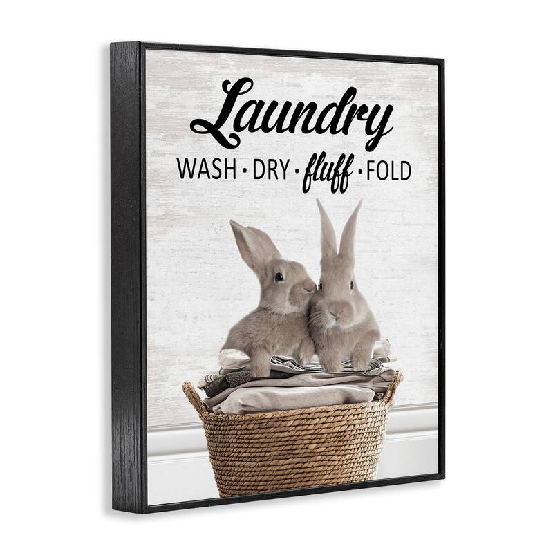 Stupell Bunnies & Laundry Basket Framed Giclee Art Design By Lettered and Lined