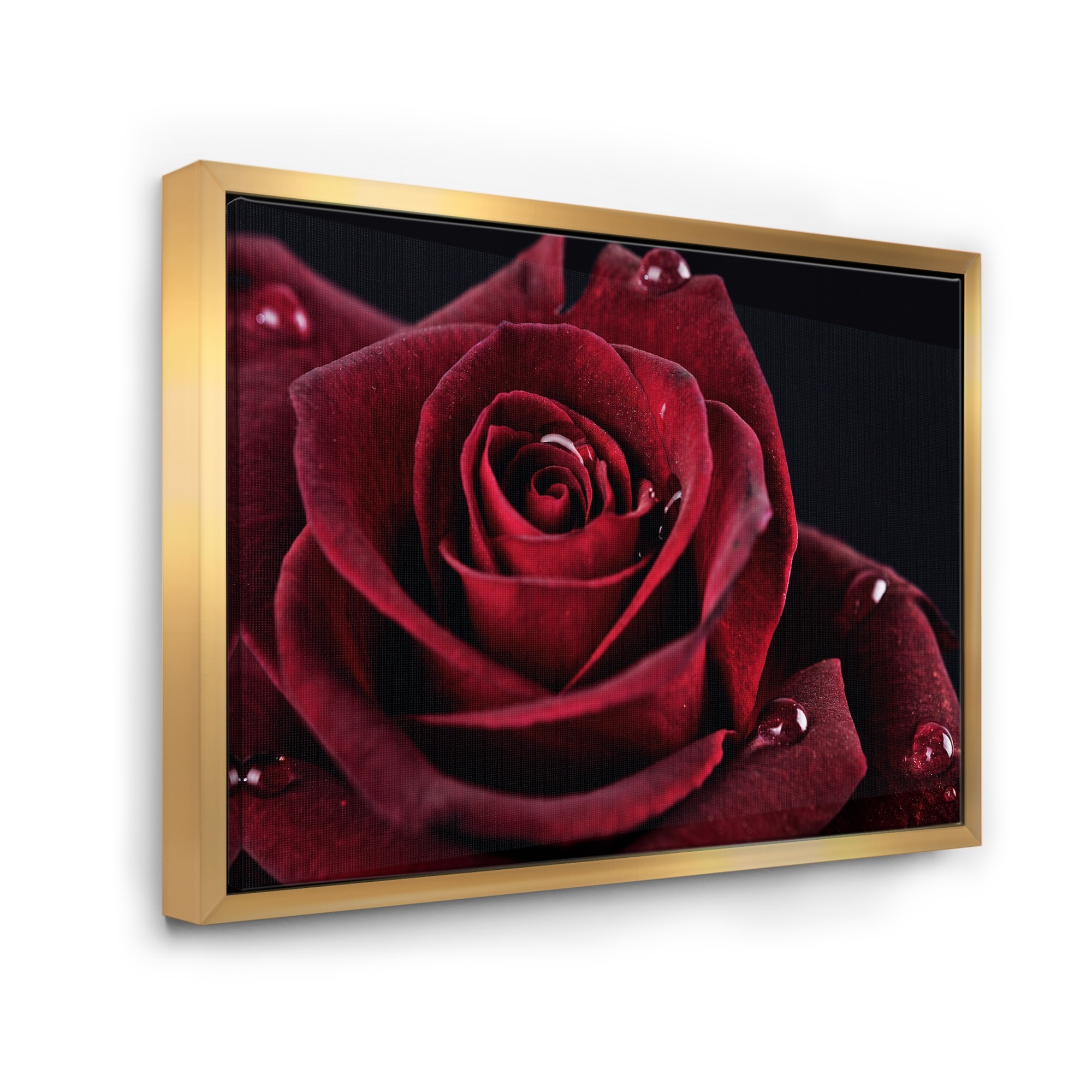 FLOWER In The Rain CANVAS PICTURE POSTER PRINT UNFRAMED #1006 RED ROSE 