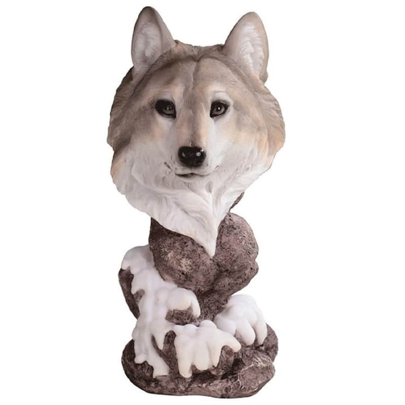 Q-Max 8.5"H Decorative Wolf Head Bust Figurine with Base