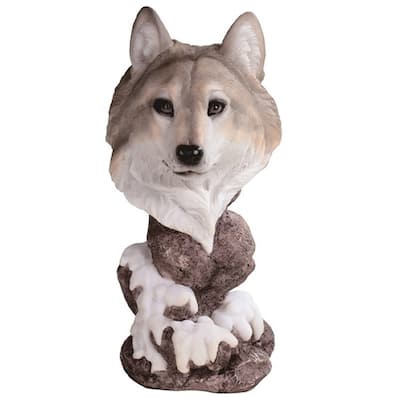 Q-Max 8.5"H Decorative Wolf Head Bust Figurine with Base
