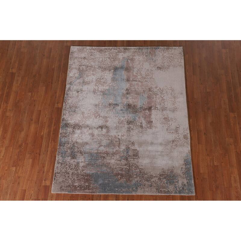Abstract Modern Area Rug Hand-Knotted Wool Carpet - 5'3" x 6'10"