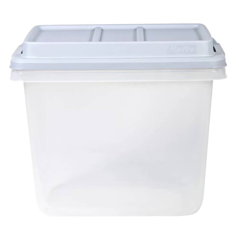 Hefty 6 Pack 32 Quart Hi-Rise Stackable Plastic Storage Bin w/ Lid, Quarry Gray - 2.14