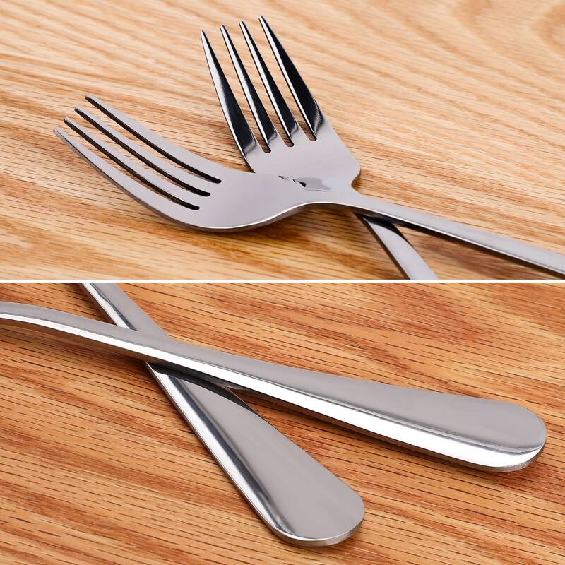 Dinner Forks Set of 10 Stainless Steel 7.5" Fruit Dessert Steak Fork - Silver Tone