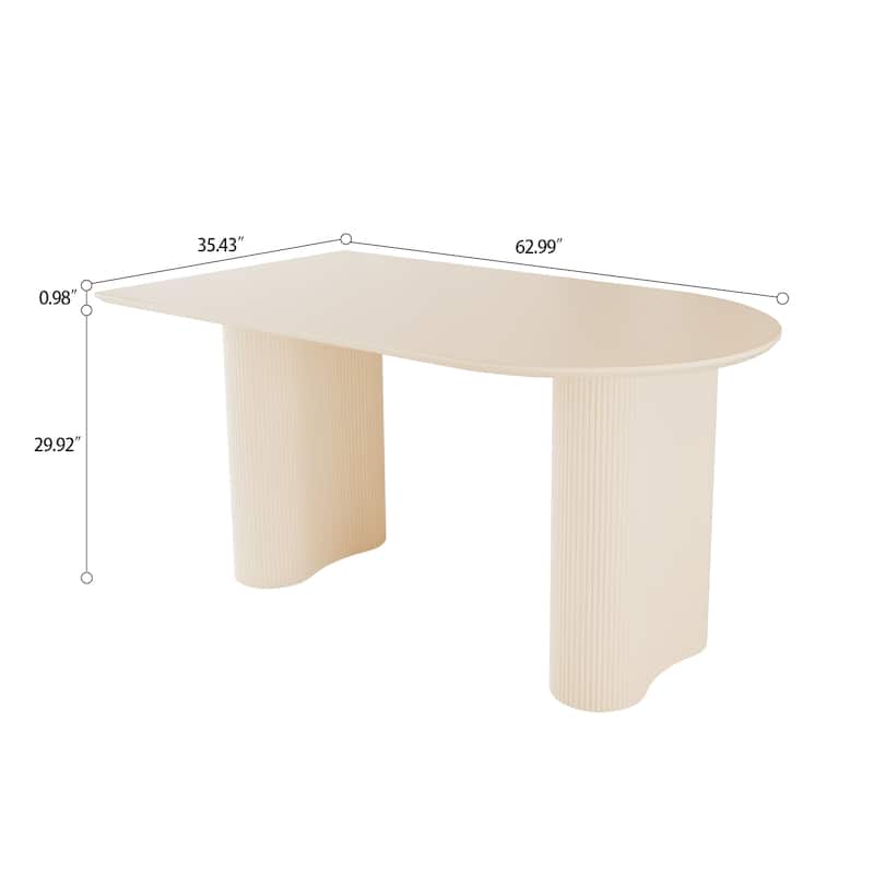 Modern Round Dining Table Set with Carved Legs and PU Leather Chairs, 7-Piece Kitchen Table Set for 4 for Dining Room