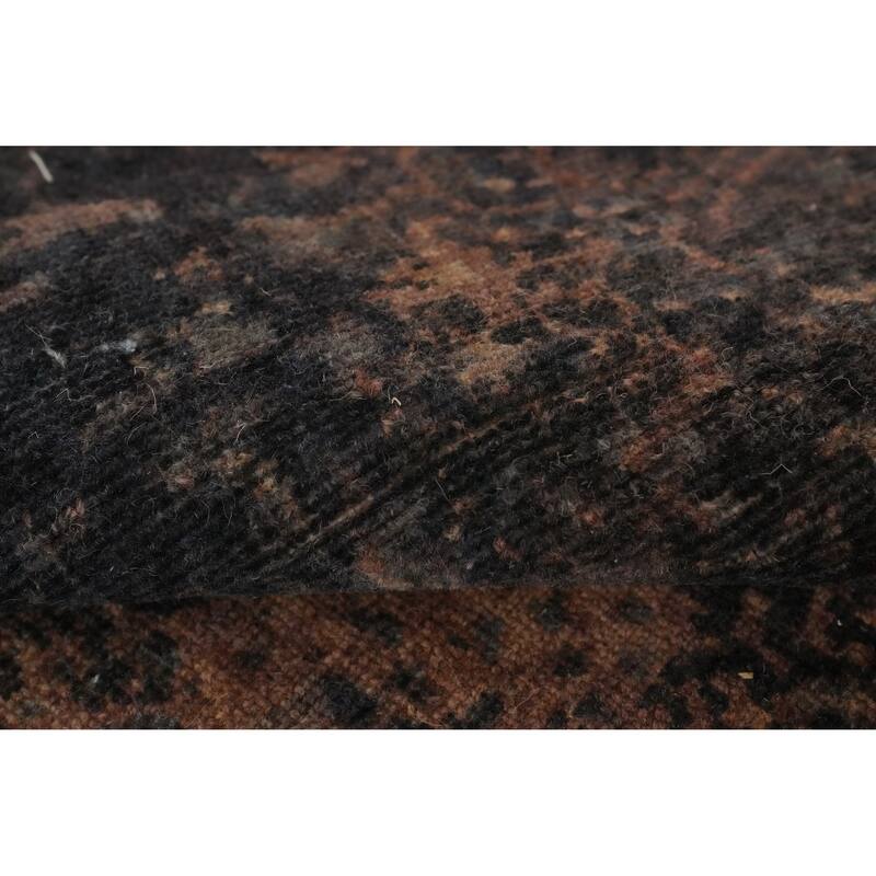 Hand Knotted Oriental Viscose Silk Carpet Modern All-Over Brown Abstract Area Rug - 7' 9'' X 5' 2''