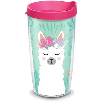 Tervis Llama Flora Made in USA Double Walled Insulated Travel Tumbler, Clear