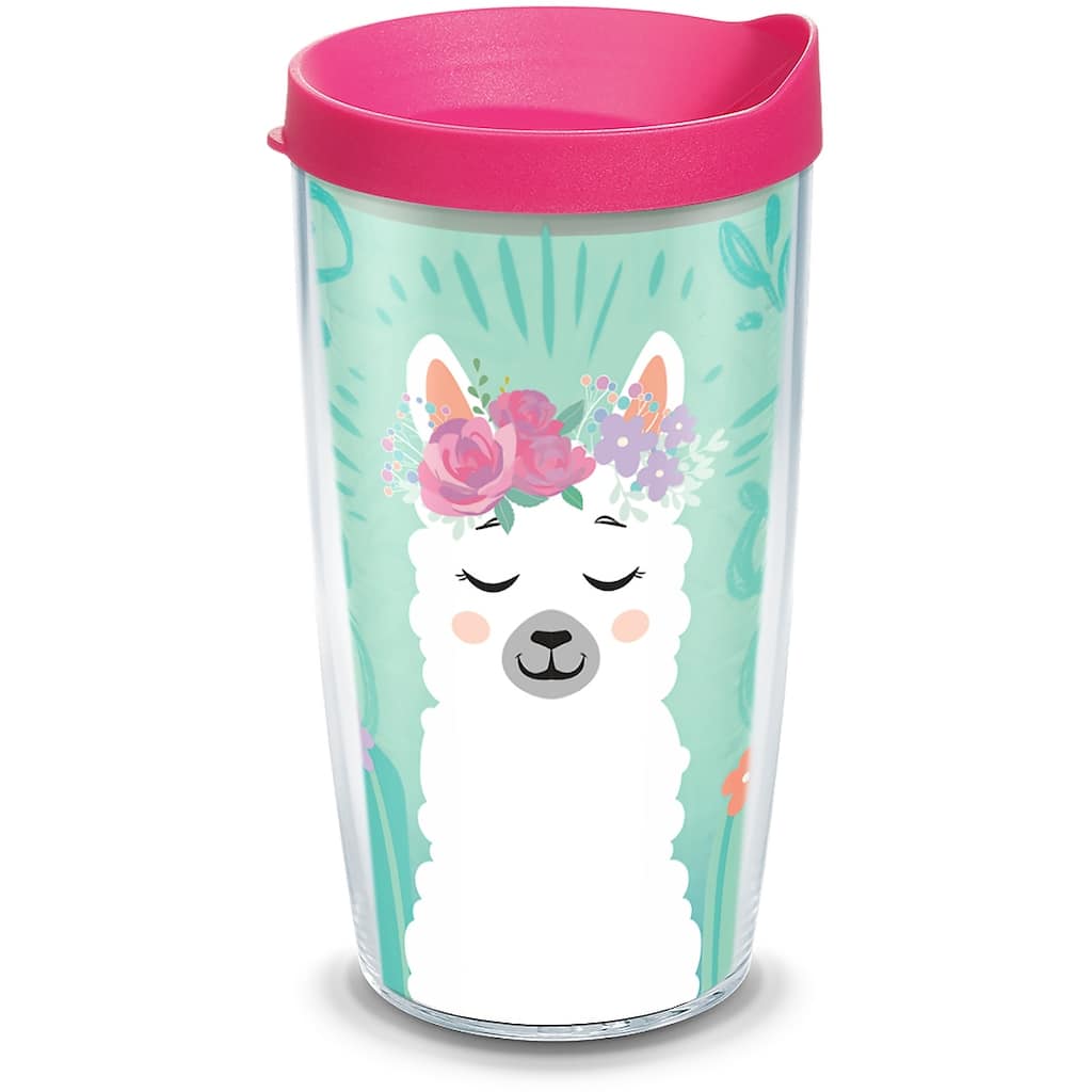 Tervis Llama Flora Made in USA Double Walled Insulated Travel Tumbler, Clear