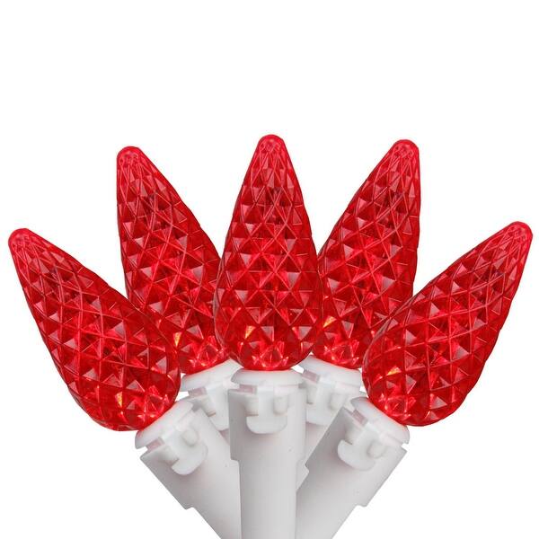 Set of 50 Faceted Red LED C6 Christmas Lights White Wire Overstock 18876845
