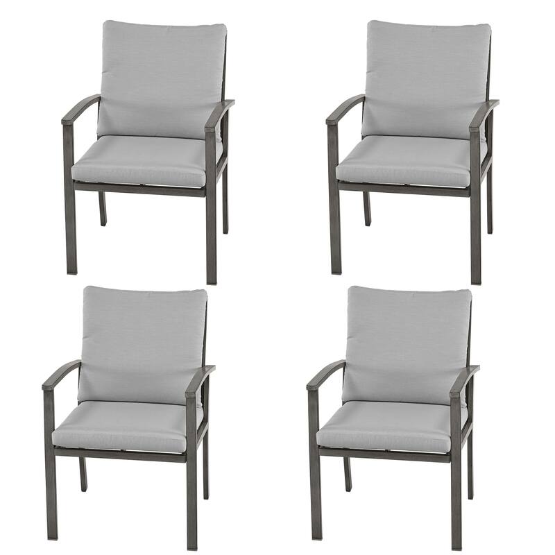 4-Piece Outdoor Aluminum Patio Dining Chairs with Cushions
