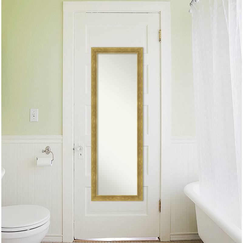 Angled Non-Beveled Wood Framed Full-Length On the Door Mirror - Glass Size 14x48