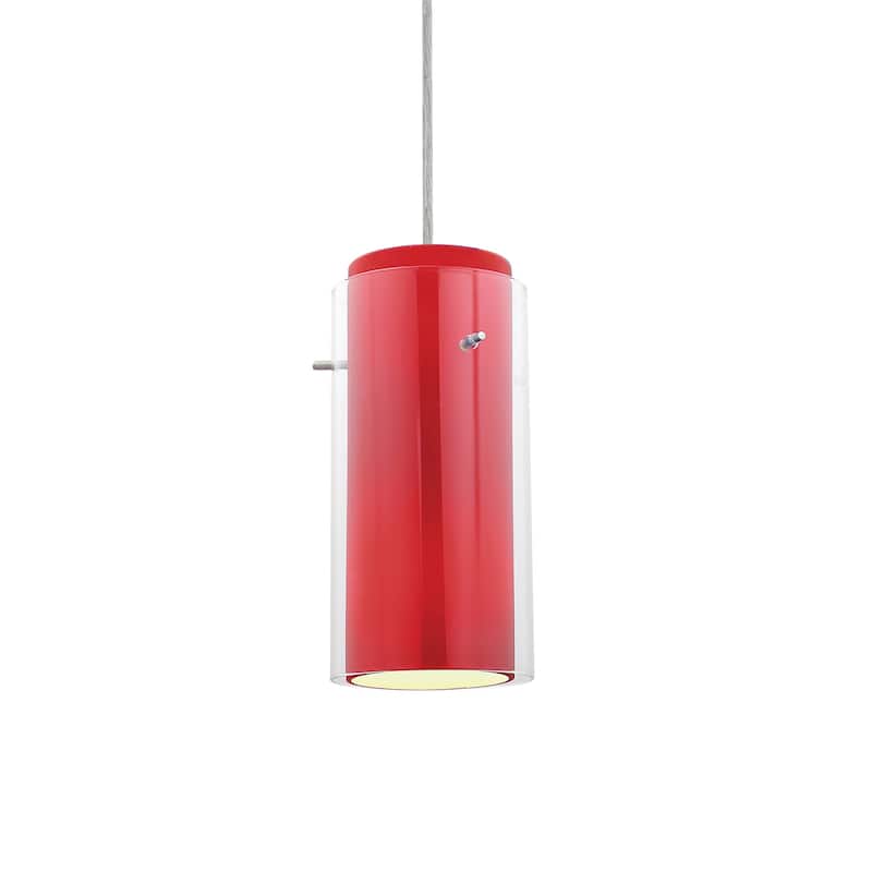 Access Lighting Sydney 1 Light Mini Pendant - Brushed Steel / Clear Red
