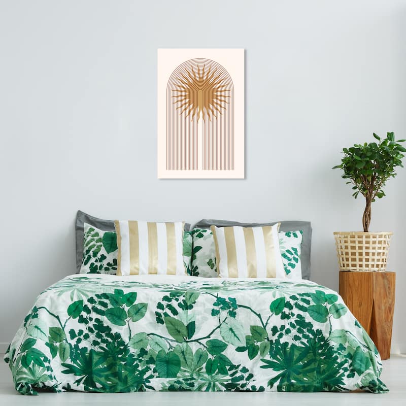 Wynwood Studio Canvas Astronomy and Space Sun Entrance Brown and Sand Mid-Century Modern Wall Art Canvas Print