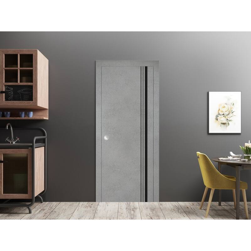 Slab Barn Door Panel 18 x 80 Planum 0011 Concrete with Sturdy Finished