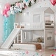 preview thumbnail 33 of 47, Friendly Design Twin Over Full Bunk Bed, Loft Bed with Playhous White