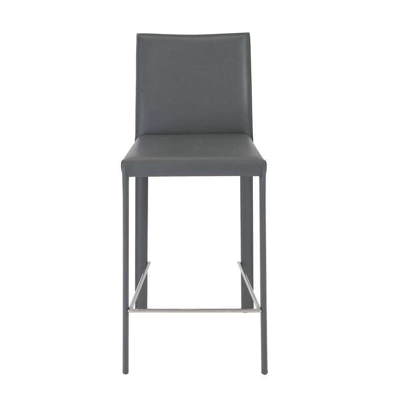 Set of Two Full Faux Leather Counter Stools - 16.93" W x 21.07" D x 37.01" H - Gray