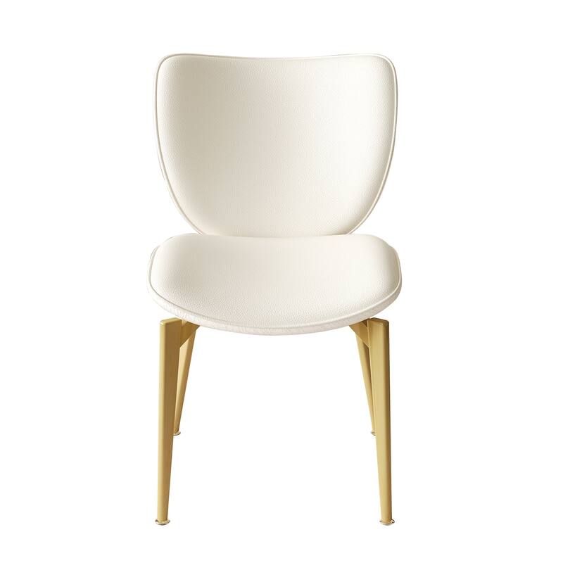 Living Dining Chairs Set of 2, PU Leather Armless Kitchen Dining Room Chairs, Upholstered Accent Side Chairs with Metal Legs