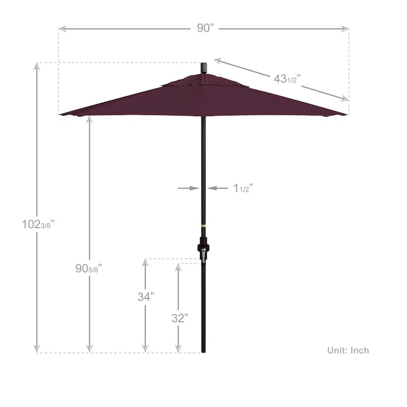 California Umbrella 75' Sun Master Patio Umbrella Bronze Aluminum Pole Fiberglass Ribs Crank Lift Tilt Pacifica