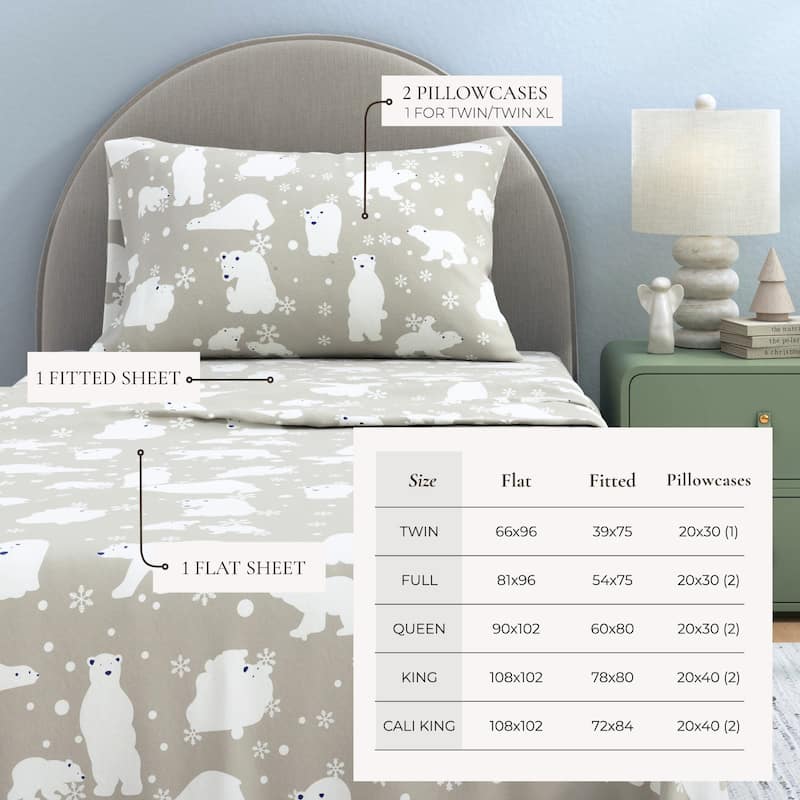 Linery & Co. Ultra-Soft Turkish Cotton Flannel Christmas Print Sheet Set