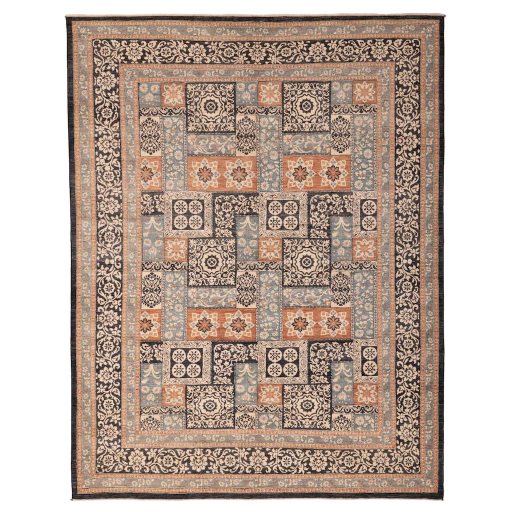 ECARPETGALLERY Hand-knotted Lahore Finest Collection Black, Copper Wool Rug - 9'1 x 11'9