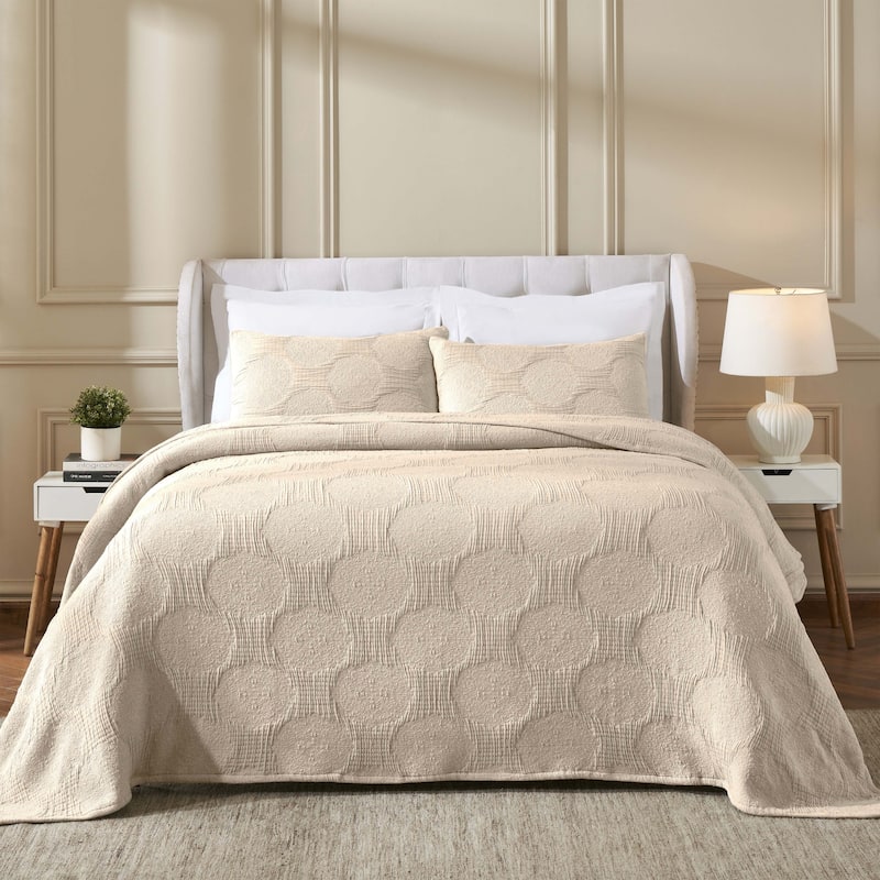 Superior Tanta Cotton Medium Weight Modern Circles Woven Coverlet
