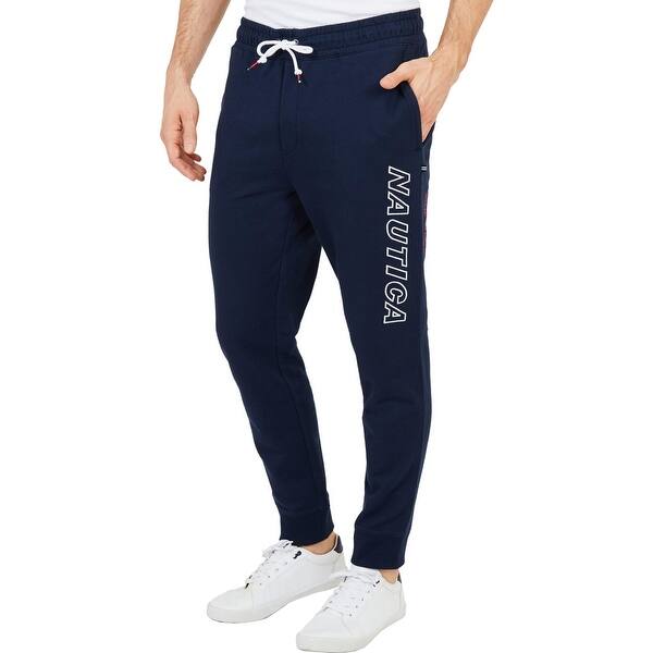 Shop Nautica Mens Big Tall Jogger Pants Cotton Logo Navy 4xl