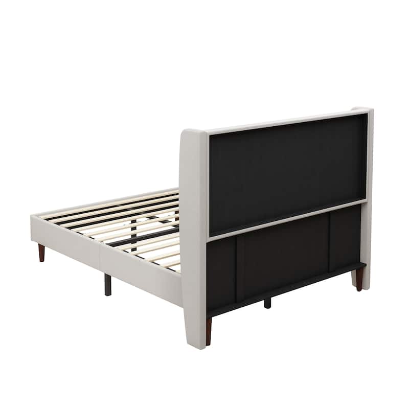 GDFStudio - Oliver High Back Soft Bed with 12-Slat Support and Plush Upholstery