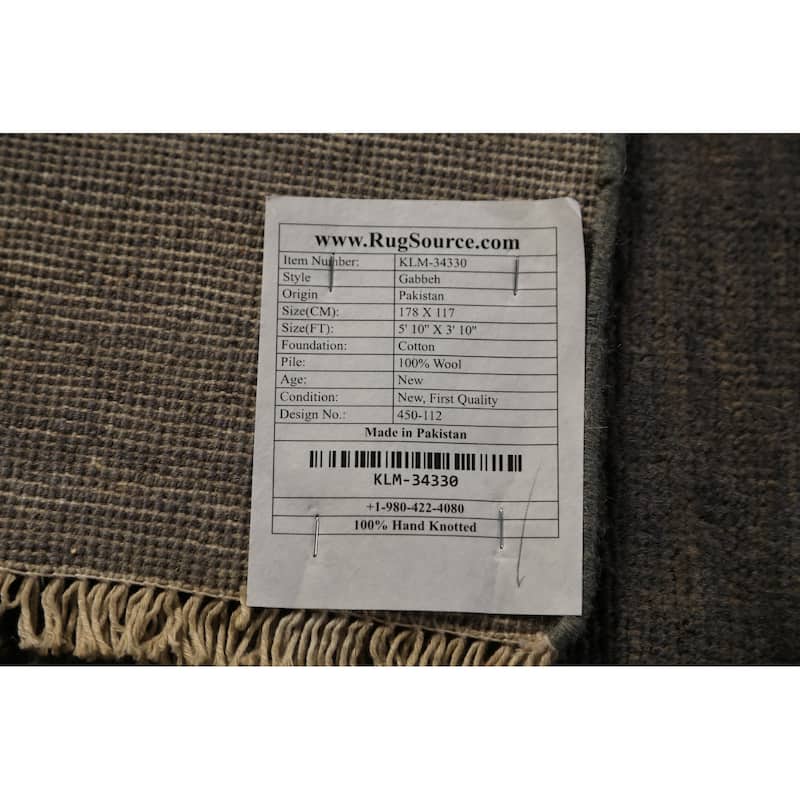 Gabbeh Modern Rug Hand-Knotted Wool Carpet - 3'10" x 5'10"