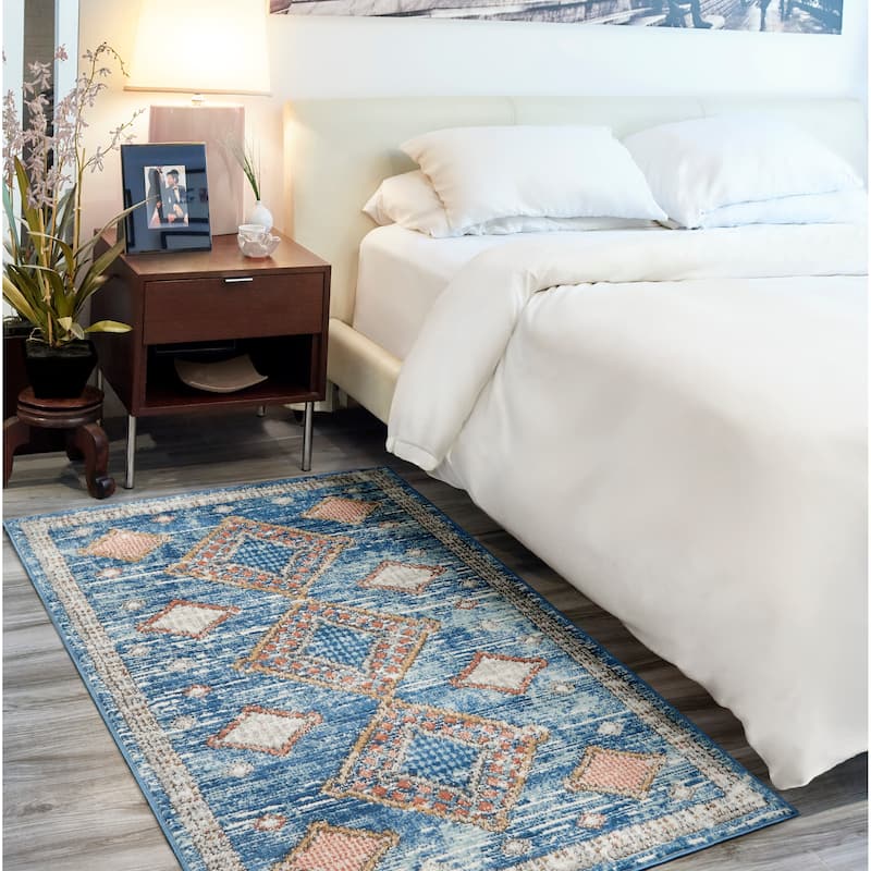 Nourison Concerto Vintage Moroccan Diamond Area Rug - 3' x 5' - Blue - Rectangle