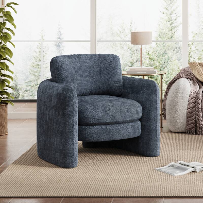 Accent Chairs, Living Room Chairs Upholstered Barrel Armchair for Living Room - Blue