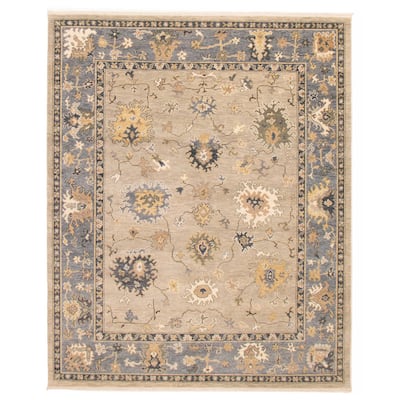 ECARPETGALLERY Hand-knotted Oushak Light Grey Wool Rug - 8'1 x 9'11