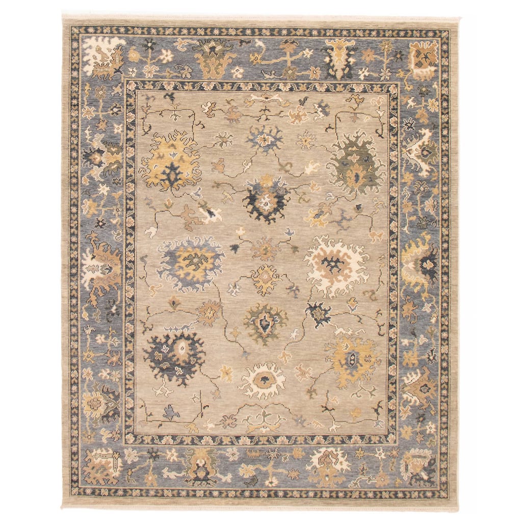 ECARPETGALLERY Hand-knotted Oushak Light Grey Wool Rug - 8'1 x 9'11