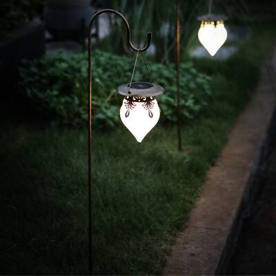 Salem Hanging Solar Lanterns with Shepherd Hooks by Havenside Home (Set of 2)
