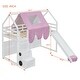 preview thumbnail 3 of 18, Pink Wooden House-shaped Loft Bed Kids Bed with Tent,Twin size