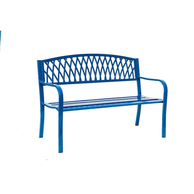 Cast Iron Outdoor Garden Bench - 50" - Blue