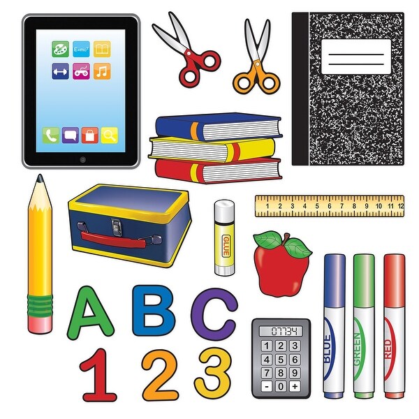 Club Pack of 12 Back to School Days and School Supplies Wall Cutouts 13" - N/A