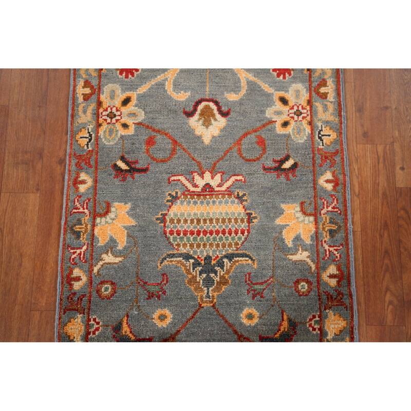 Gray Kazak Oriental Runner Rug Handmade Wool Carpet - 2'1" x 5'9"