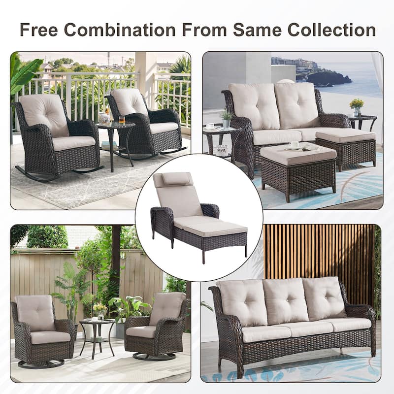 Outdoor Chaise Lounge Chair Adjustable 5-Position - 1-Piece