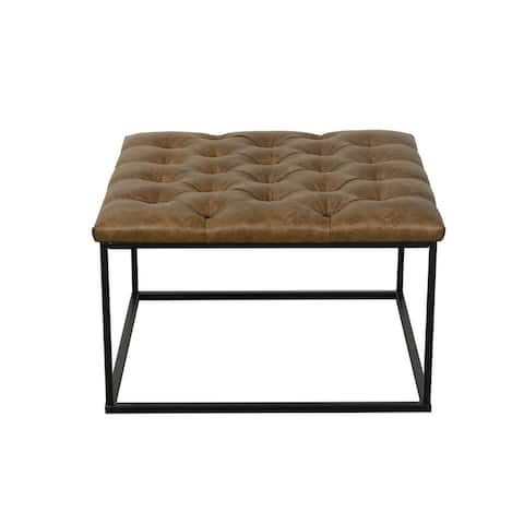 HomePop Draper Button-tufted Brown Ottoman