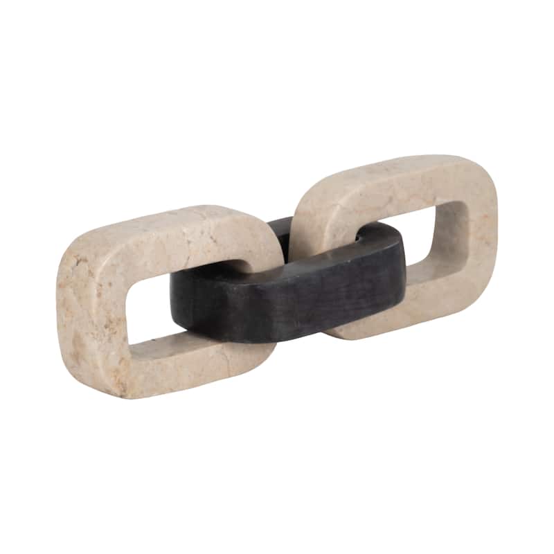 Sagebrook Home 11" 3-link Onyx Marble Chain, Beige, 1"H - 11" x 5" x 1"