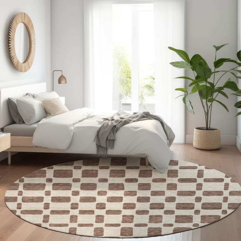 Premium Washable Super Soft Modern Hope Mayfield Rug - Brown - 8' x 8'