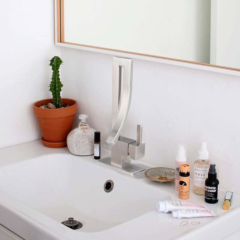 13.58"H Solid Brass Creative Design Bathroom Vessel Sink Faucet with Waterfall Spout