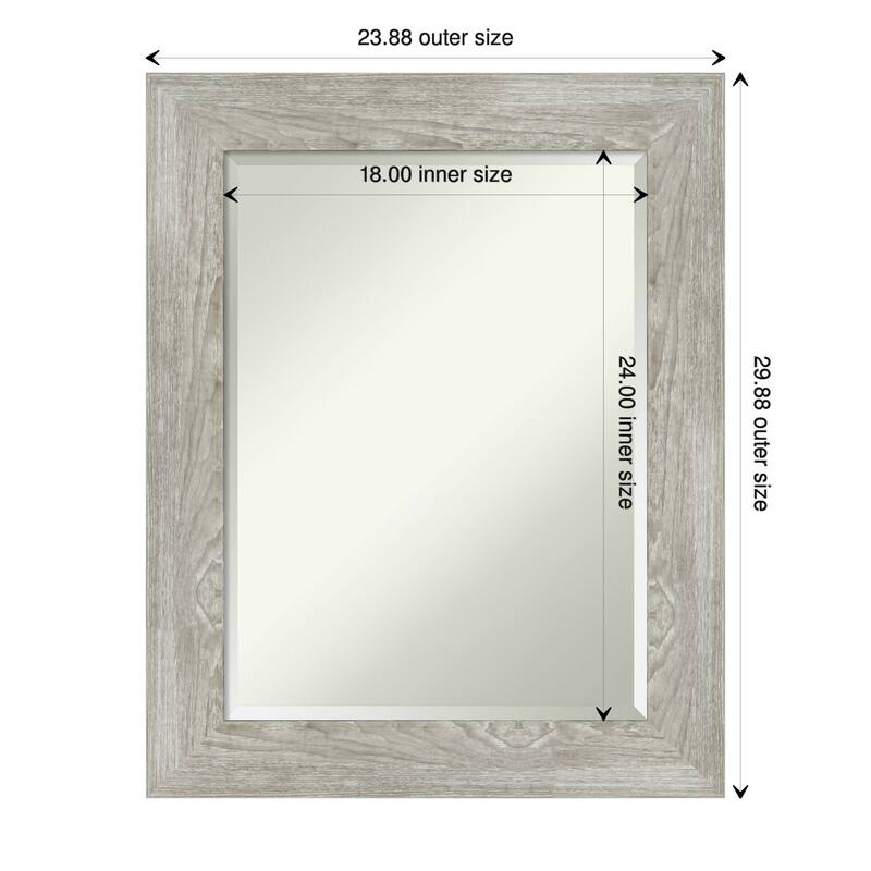 Beveled Wall Mirror - Dove Greywash Frame - Dove Greywash - 24 x 30-inch