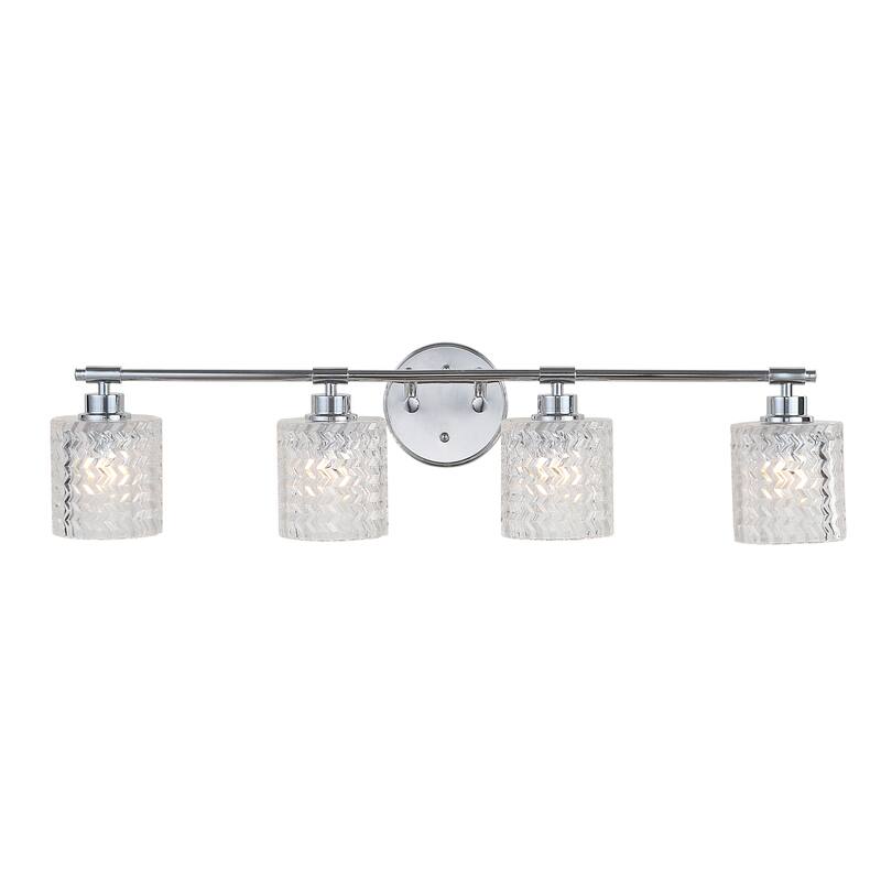 Manhattan Vintage Iron/Chevron Pattern Glass Farmhouse Cottage LED Vanity Light, by JONATHAN Y