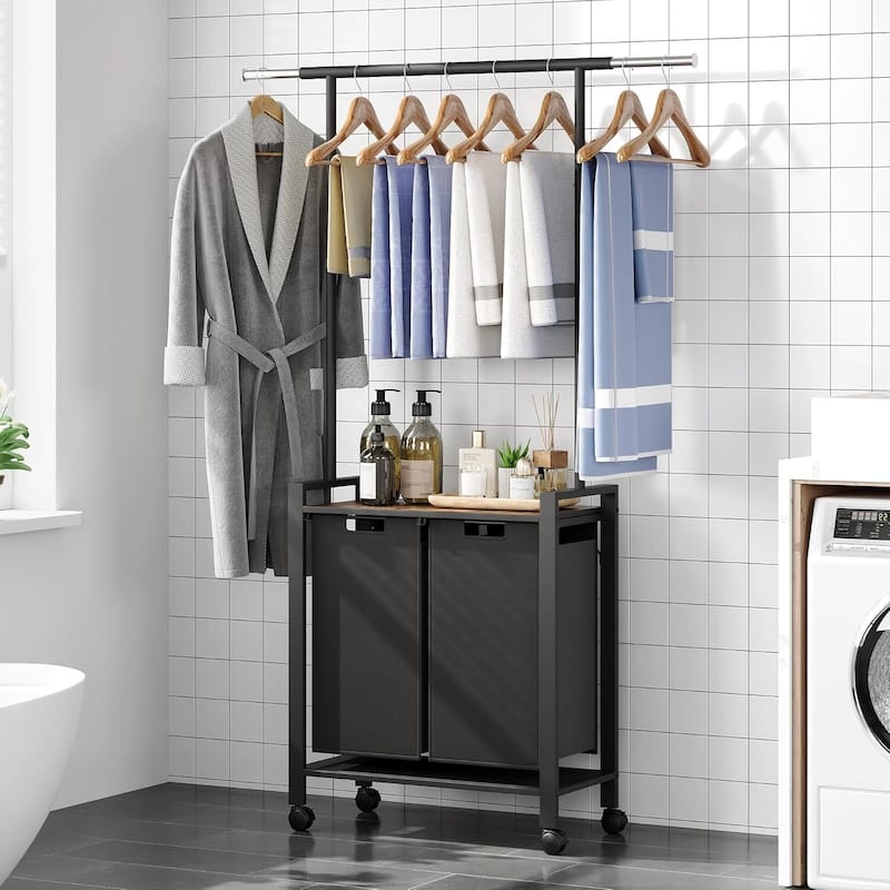 1 Set Ironwood Hanging Laundry Basket Black Retro Swatches Bags