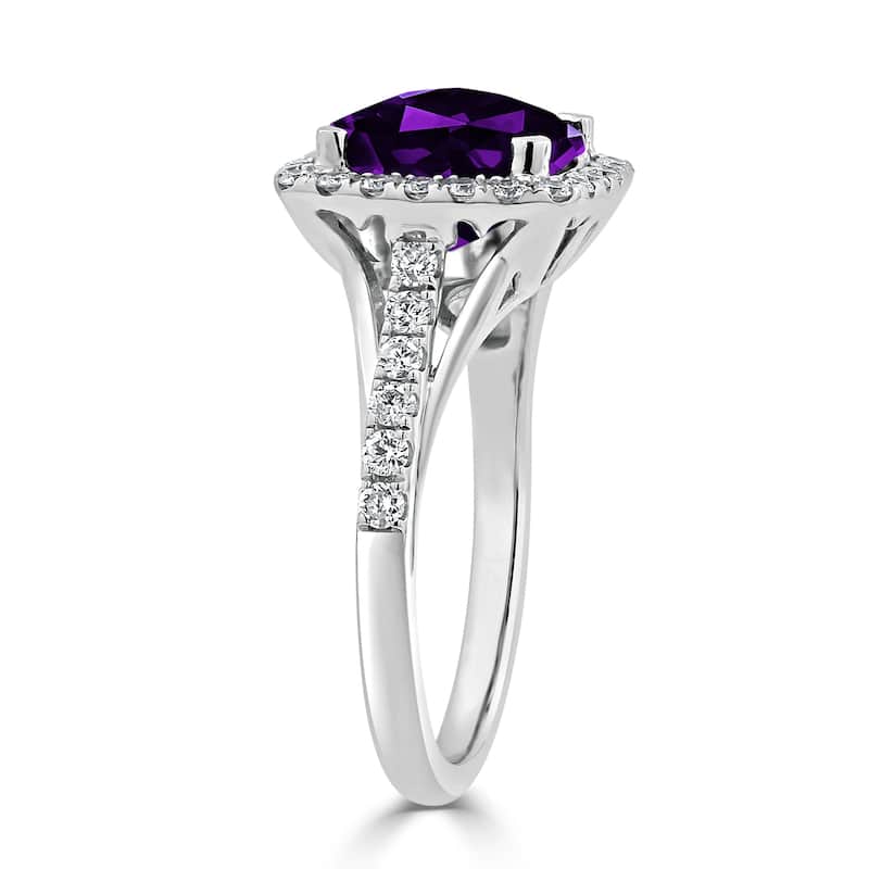 Auriya 1 5/8ct Cushion-cut Purple Amethyst and Halo Diamond Engagement Ring 1/2cttw 14k Gold