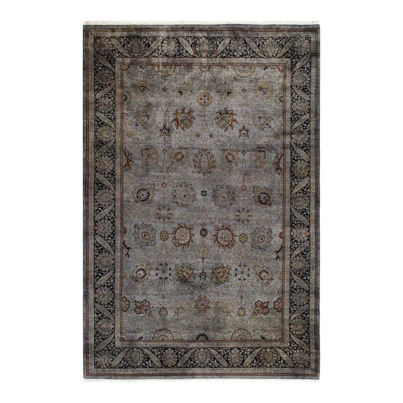 Overton Hand Knotted Wool Vintage Inspired Modern Contemporary Overdyed Gray Area Rug - 6' 2" x 9' 4"