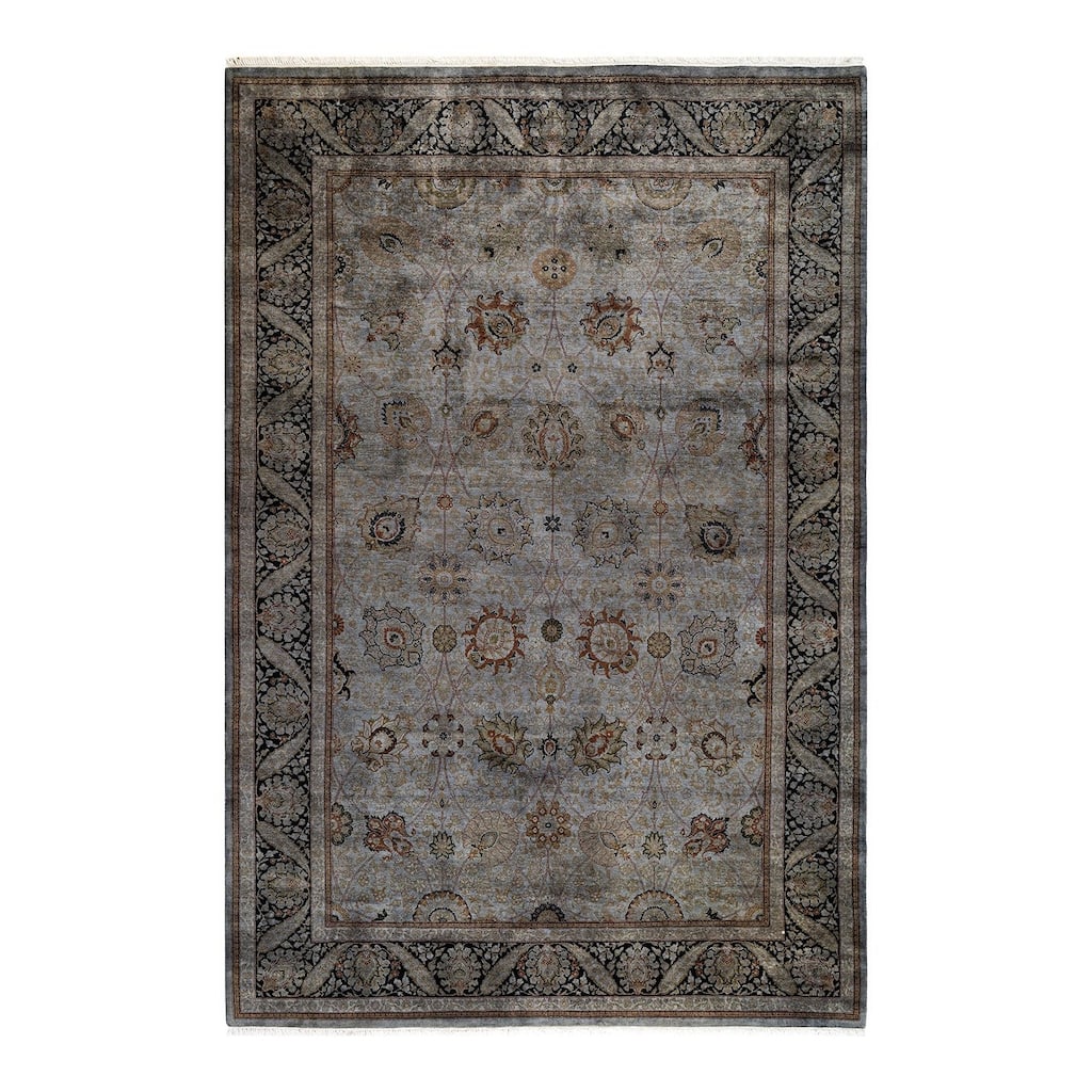 Overton Hand Knotted Wool Vintage Inspired Modern Contemporary Overdyed Gray Area Rug - 6' 2" x 9' 4"
